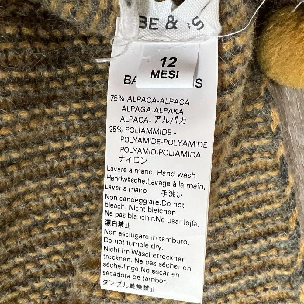 Babe & Tess Alpaca Knit Blanket And Hat Set 3 Months Yellow Green